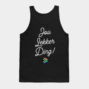 Jou Lekker Ding T-Shirt | Funny Bottle Cap South African Flag | Afrikaans Phrase | Ons Gaan Nou Braai Tank Top